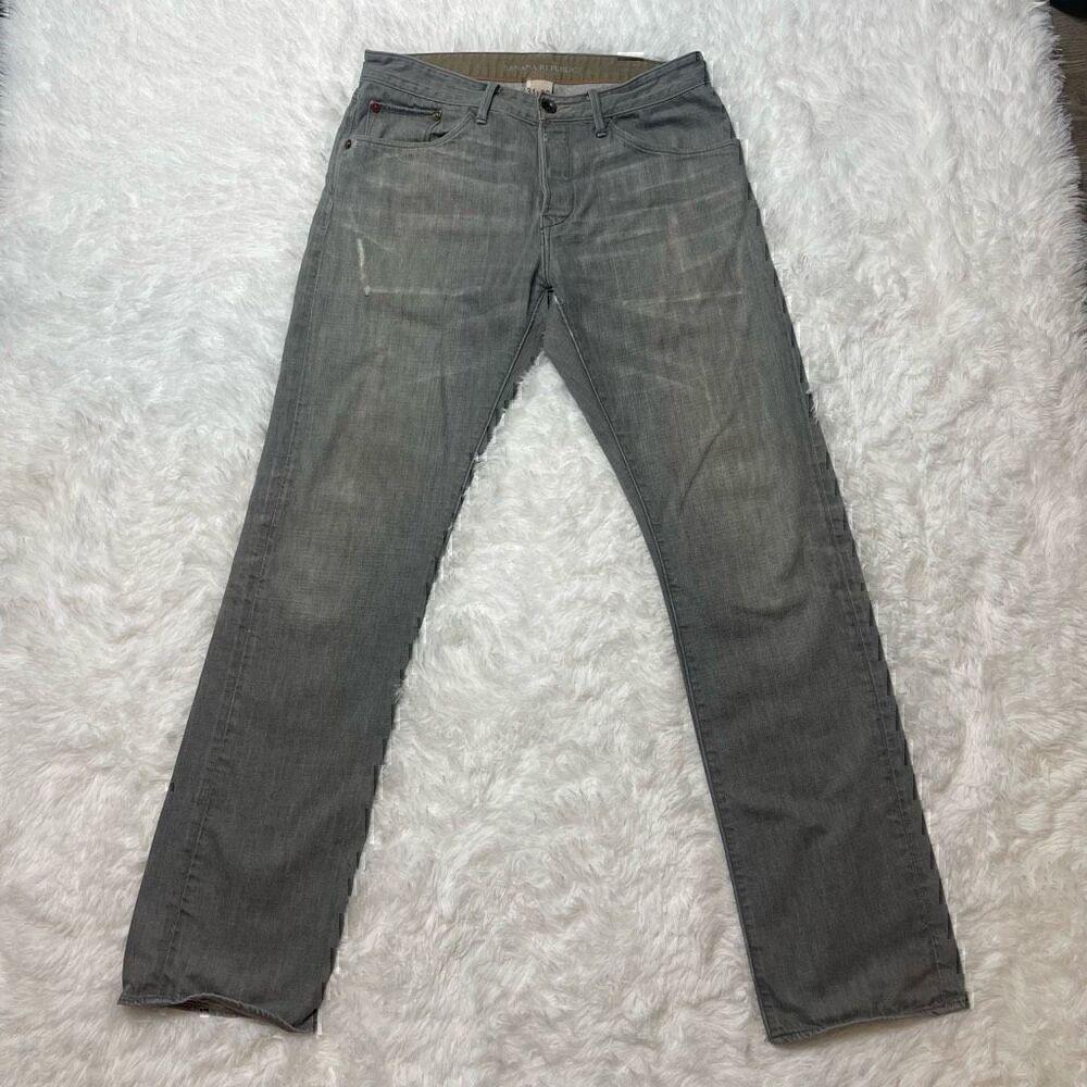 Banana Republic Mens Vintage Straight Jeans 31 x 32 Grey Distressed